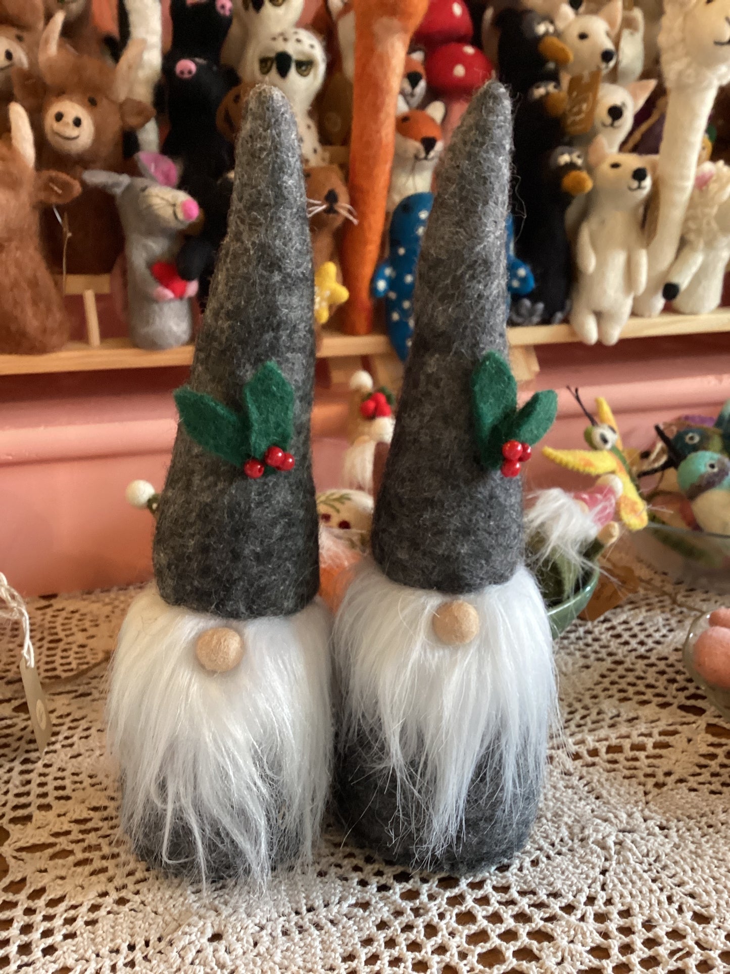 100% Wool Felt Grey Gnome