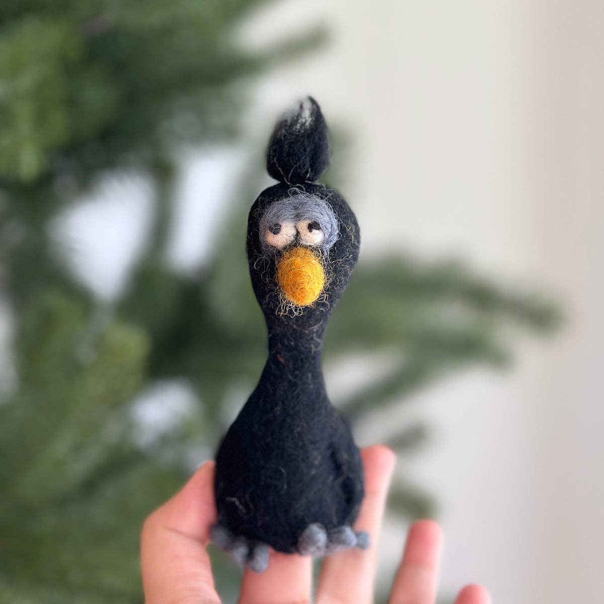Black Silly Bird Finger Puppet