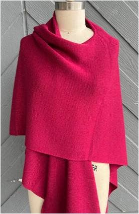 Alpaca Blend Knit Ruana Wrap - Berry