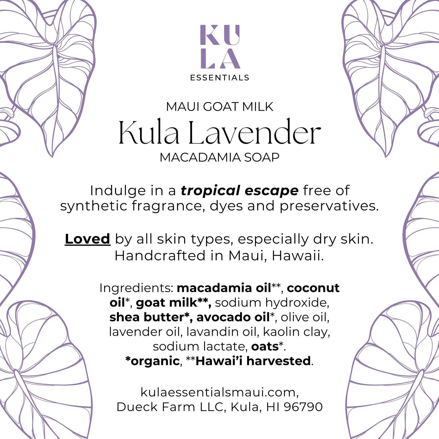 Maui Goat Milk Macadamia Soap - Kula Lavender