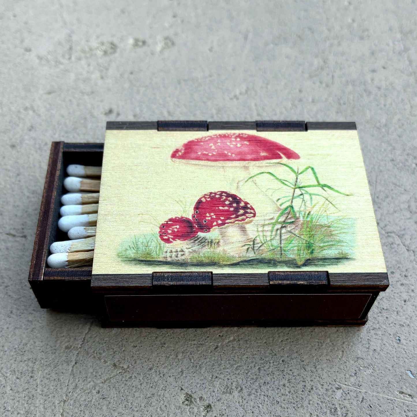 Matches • Mushroom Toadstool Wooden Matchbox • Home Decor