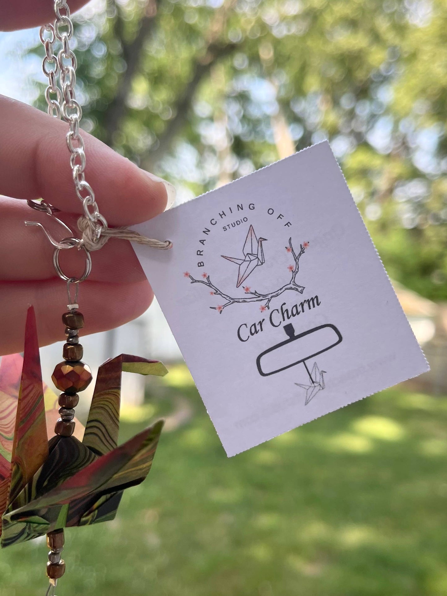 Origami Crane Car Charm