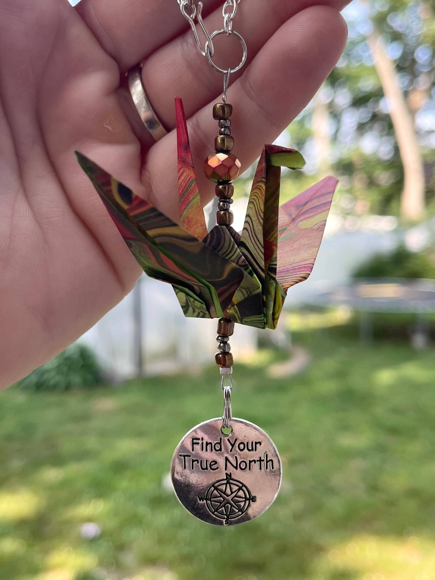 Origami Crane Car Charm