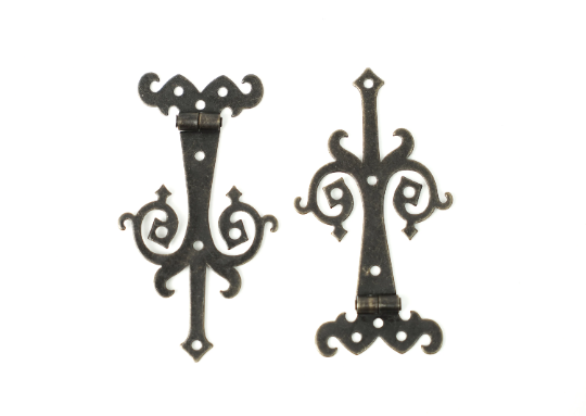 One (1) ~ 2-3/8" Medieval Fairy Decorative Bronze Finish Strap Hinges