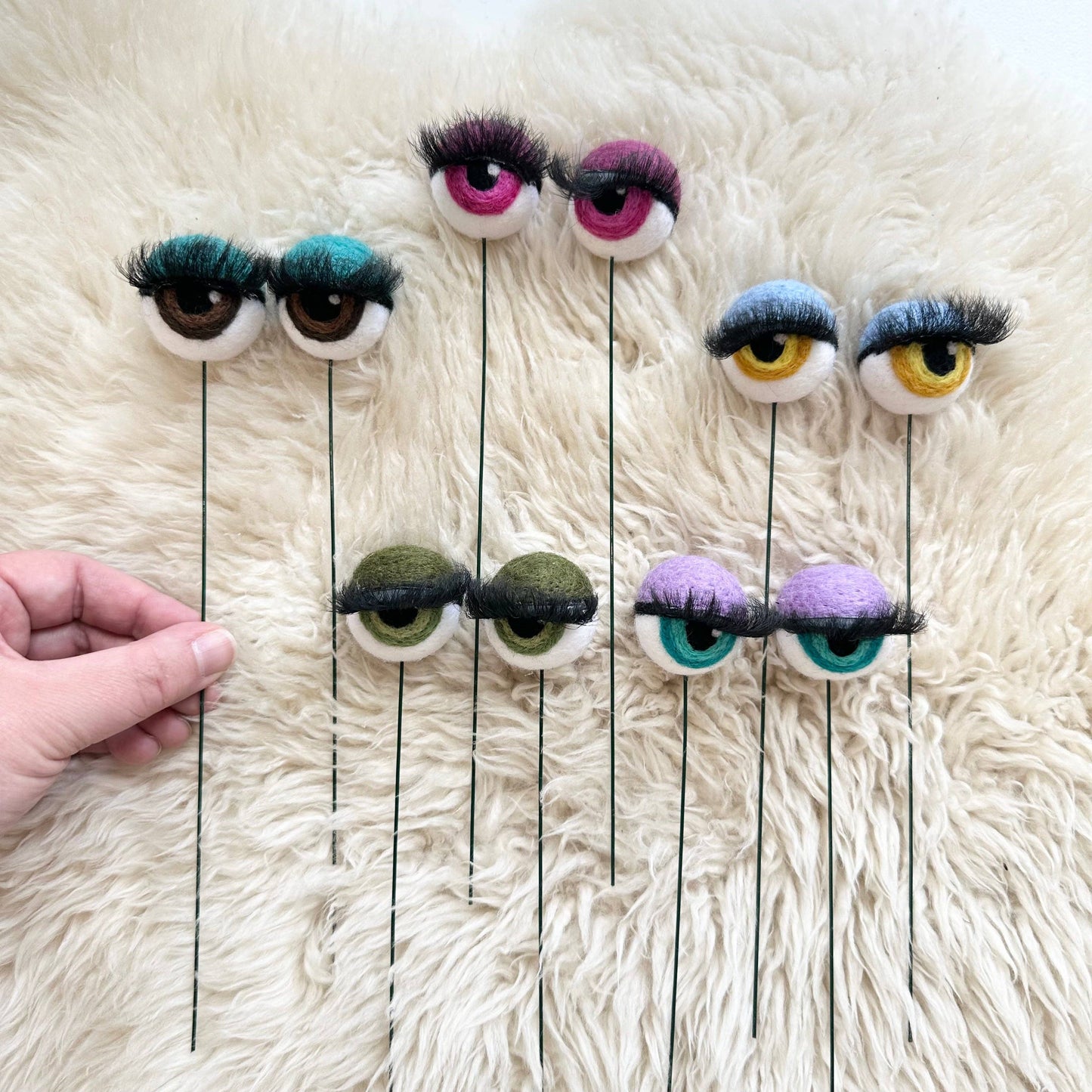Felt Planter Eyeballs with Eyelashes 