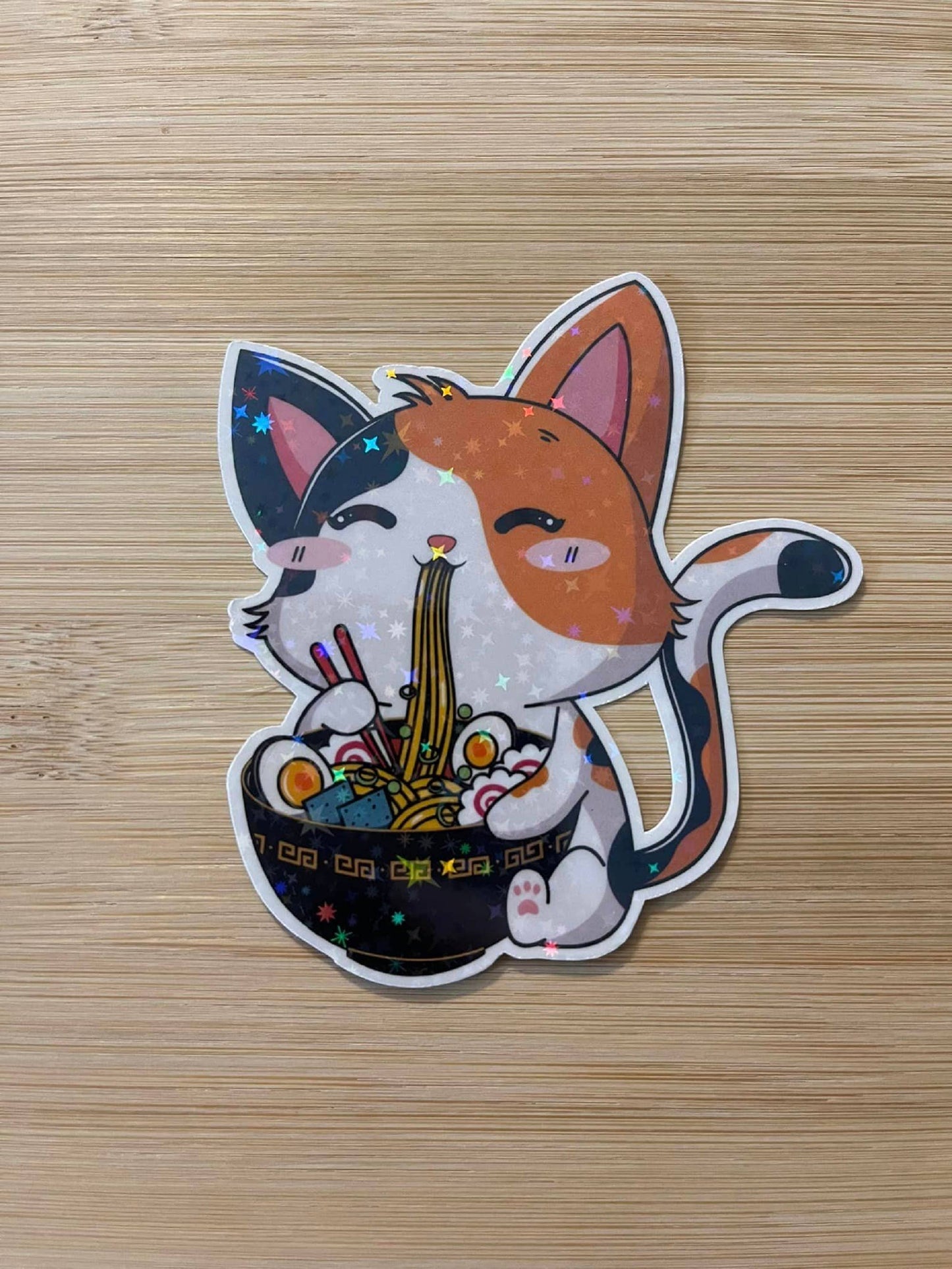 Calico Cat Ramen DIe Cut Vinyl Sticker