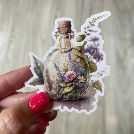 Magic Potion Bottle Holographic Die Cut Vinyl Sticker