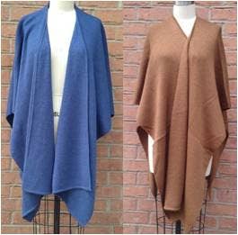 Alpaca Blend Knit Ruana Wrap - Periwinkle Blue