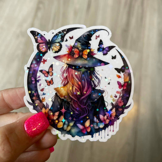 Butterfly Witch Moon Die Cut Vinyl Sticker