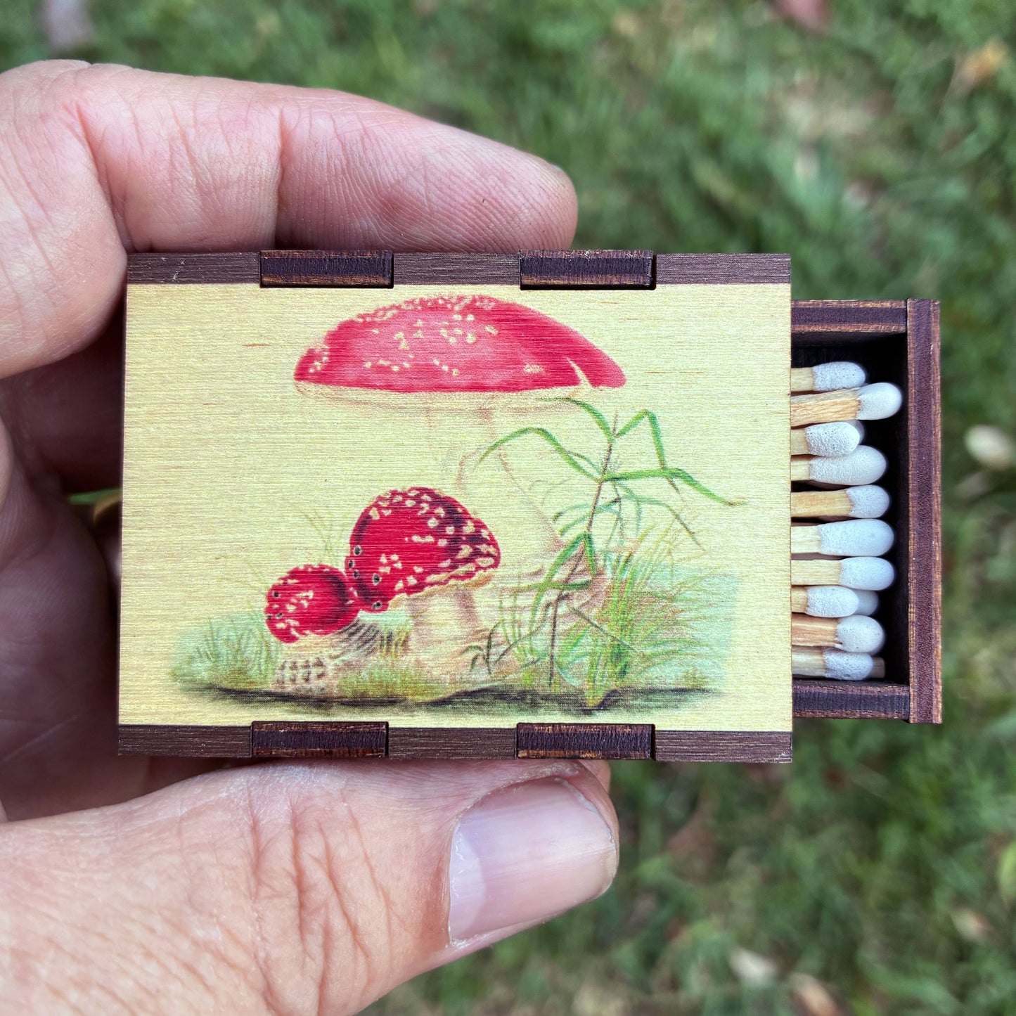 Matches • Mushroom Toadstool Wooden Matchbox • Home Decor