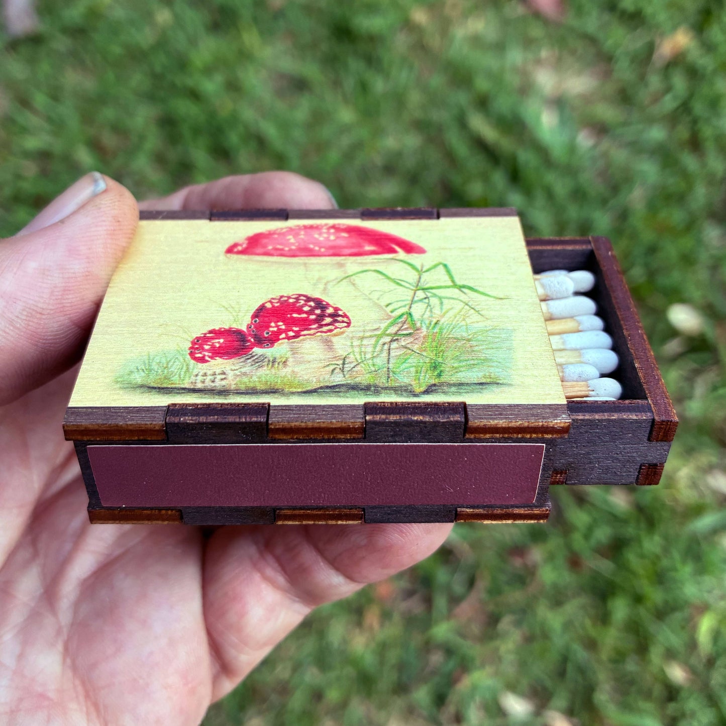 Matches • Mushroom Toadstool Wooden Matchbox • Home Decor