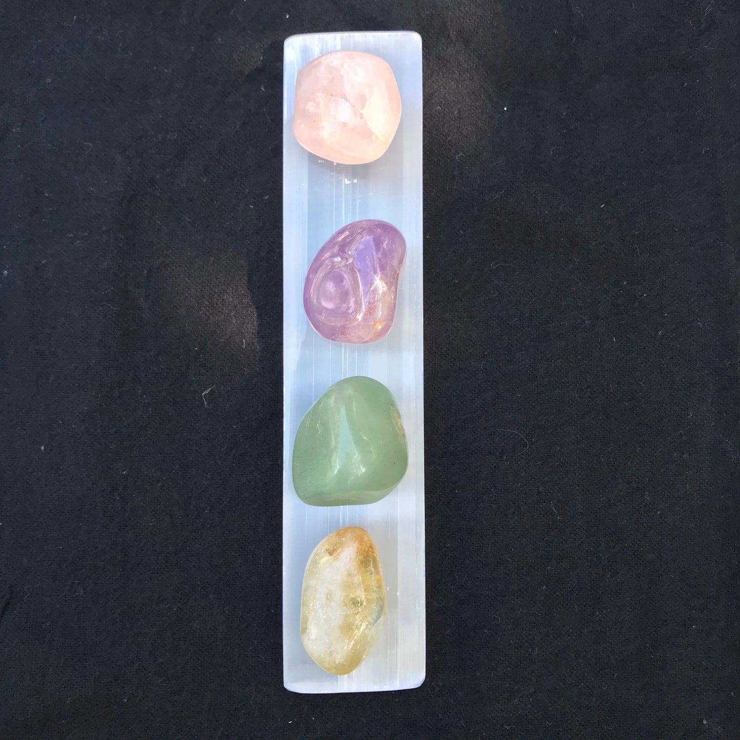 Selenite Wand & Four Tumbled Crystals - Unicorn Square