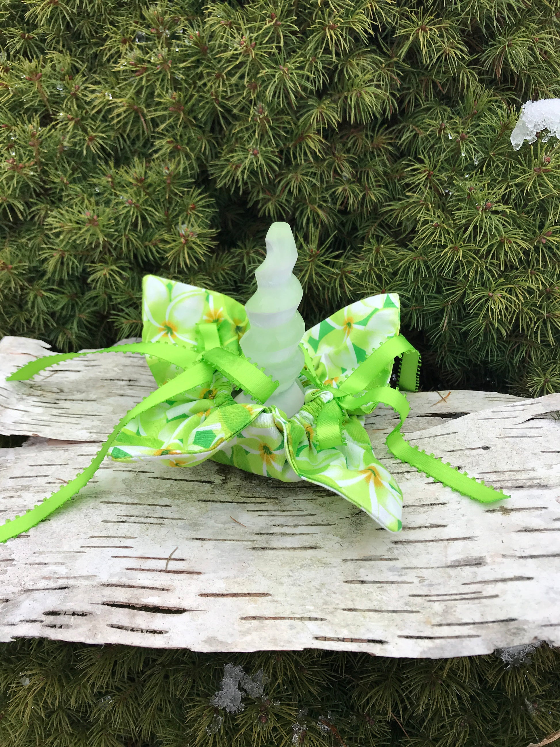 Unicorn Horn ~ Green Plumeria filled with Dried Lavender - Unicorn Square