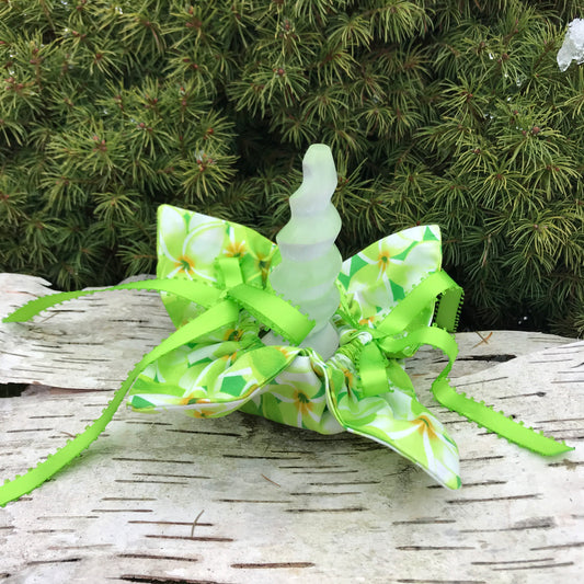Unicorn Horn ~ Green Plumeria filled with Dried Lavender - Unicorn Square
