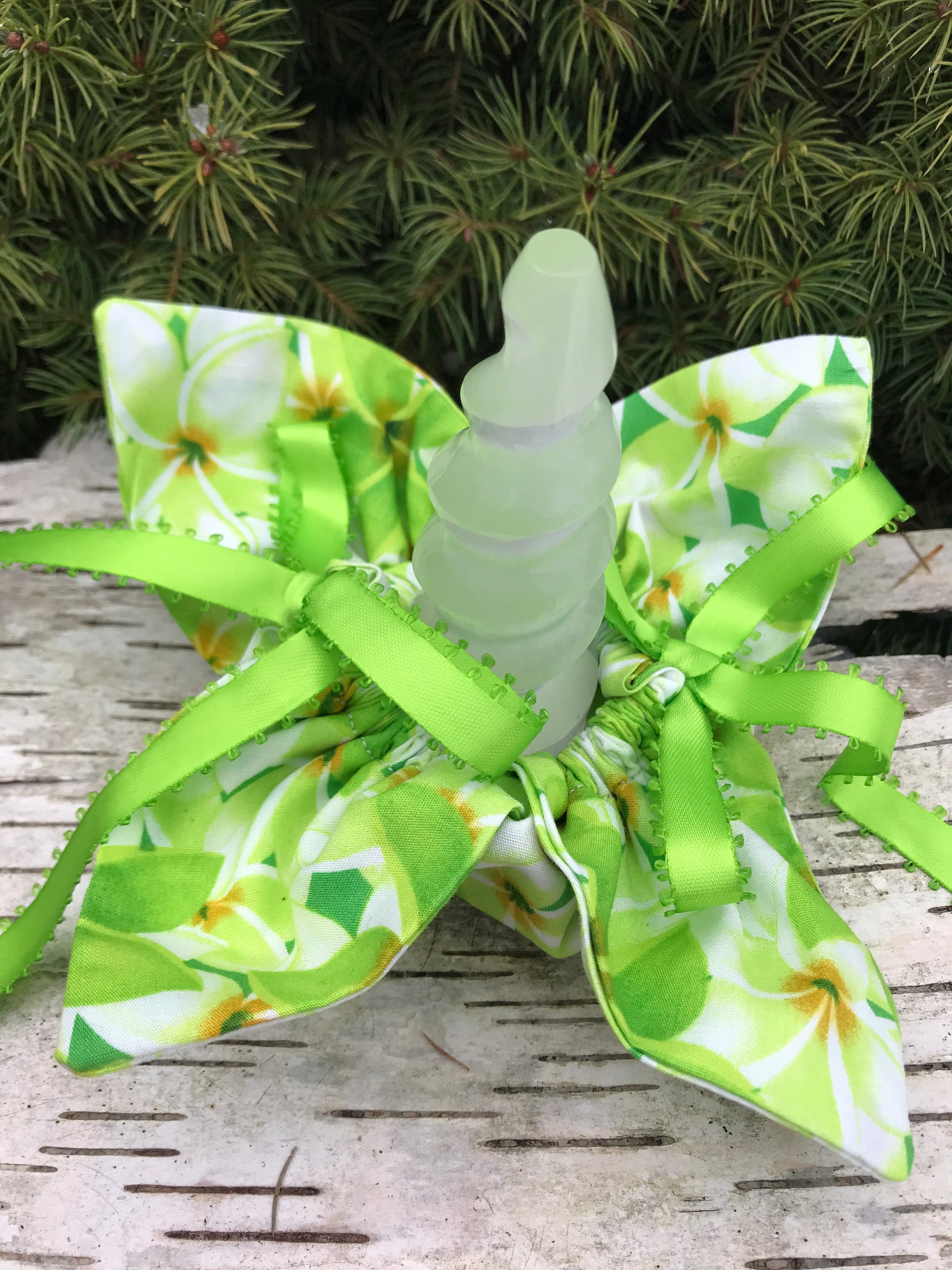 Unicorn Horn ~ Green Plumeria filled with Dried Lavender - Unicorn Square